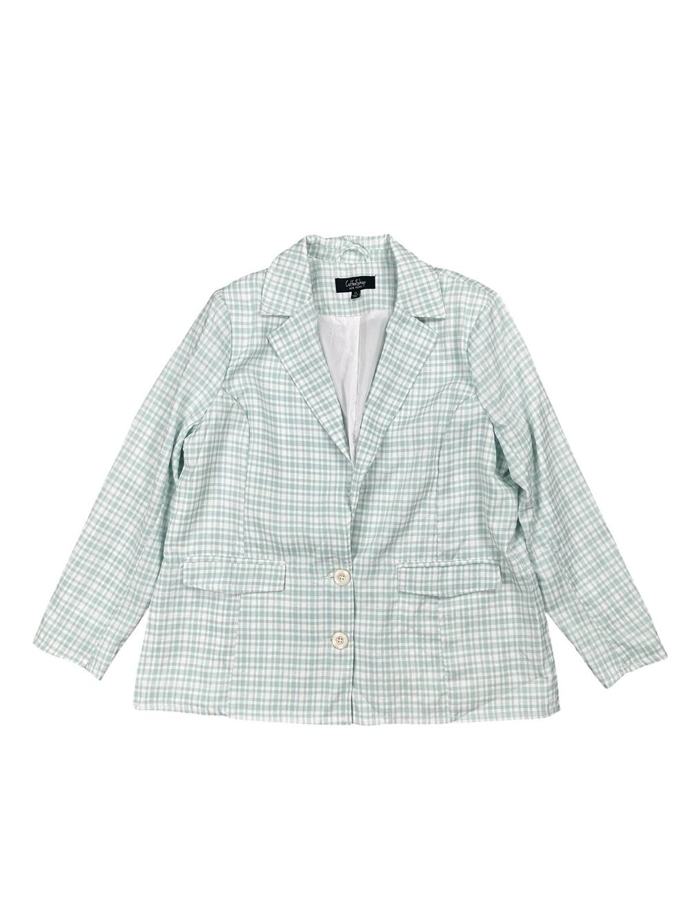 Coffee Shop New York Gingham Blazer Mint/White NWT — Size 1X